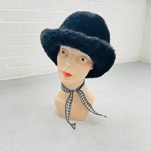 Vintage 60’s Faux Fur Black Women’s Bucket Hat